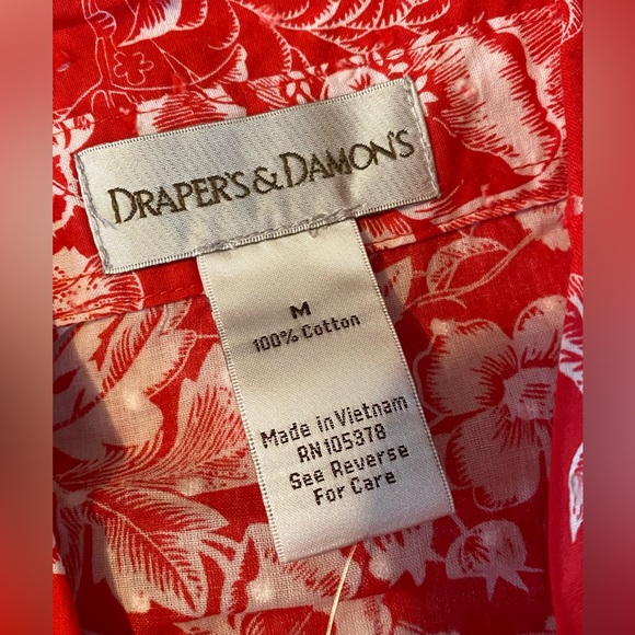 Draper’s & Damons floral button up shirt. Resortwear Vacation beach coast medium - Picture 5 of 7